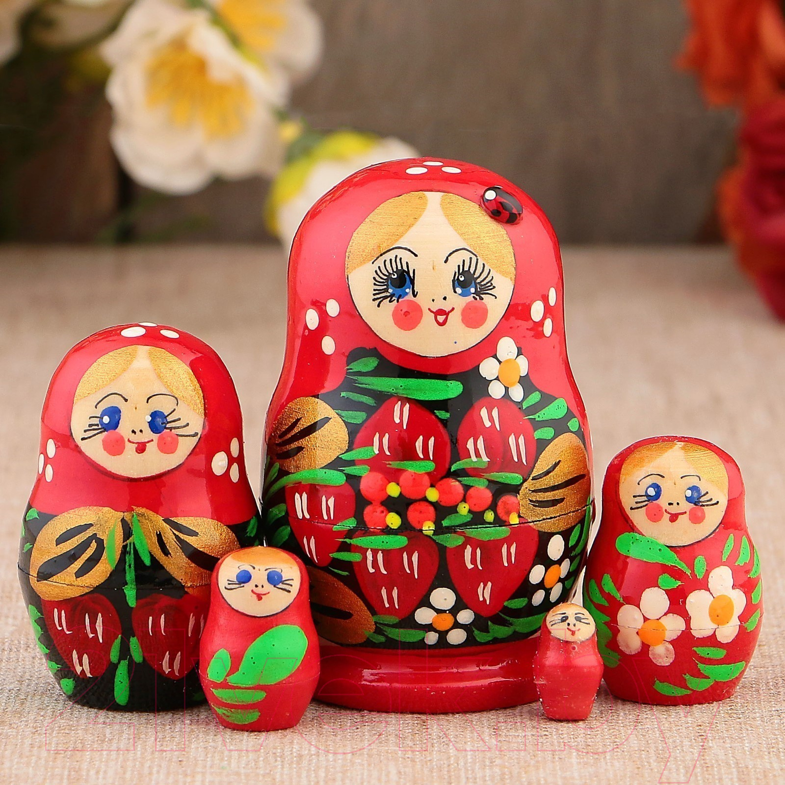 Матрешка сувенирная Sima-Land Божья коровка. Красный платок / 3440243 — фото 2