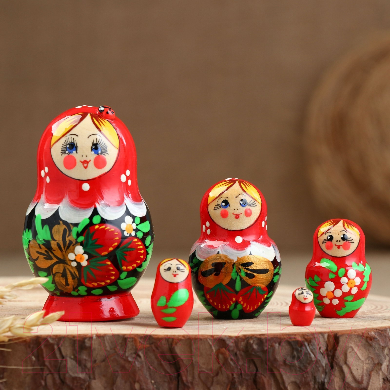 Матрешка сувенирная Sima-Land Божья коровка. Красный платок / 3440243 — фото 3