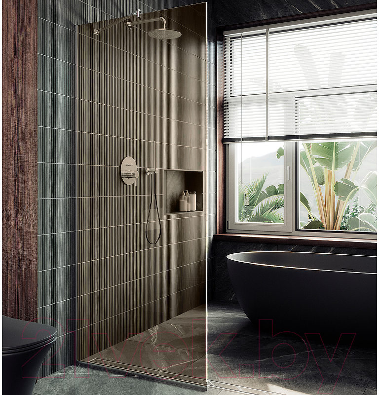 Душевая стенка MaybahGlass 119x195 / MGD-684-4у (бронзовое стекло/хром глянцевый) — фото 2