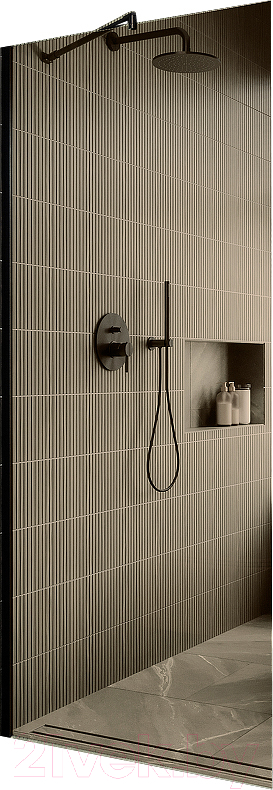Душевая стенка MaybahGlass 119x195 / MGD-684-6ш (бронзовое стекло/черный) — фото 1