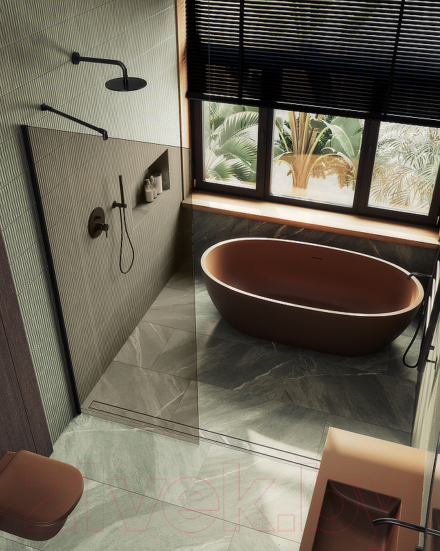 Душевая стенка MaybahGlass 119x195 / MGD-684-6ш (бронзовое стекло/черный) — фото 4