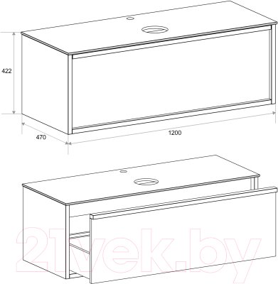 Тумба под умывальник ЗОВ Бергамо 120 / MB1200RAL3012-KP13W (белый)