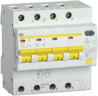 Дифференциальный автомат IEK АД14S 4Р 40А 100мА / MAD13-4-040-C-100