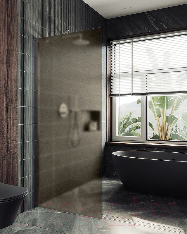 Душевая стенка MaybahGlass 119x195 / MGD-685-5ш (бронзовое матовое стекло/хром матовый) — фото 2
