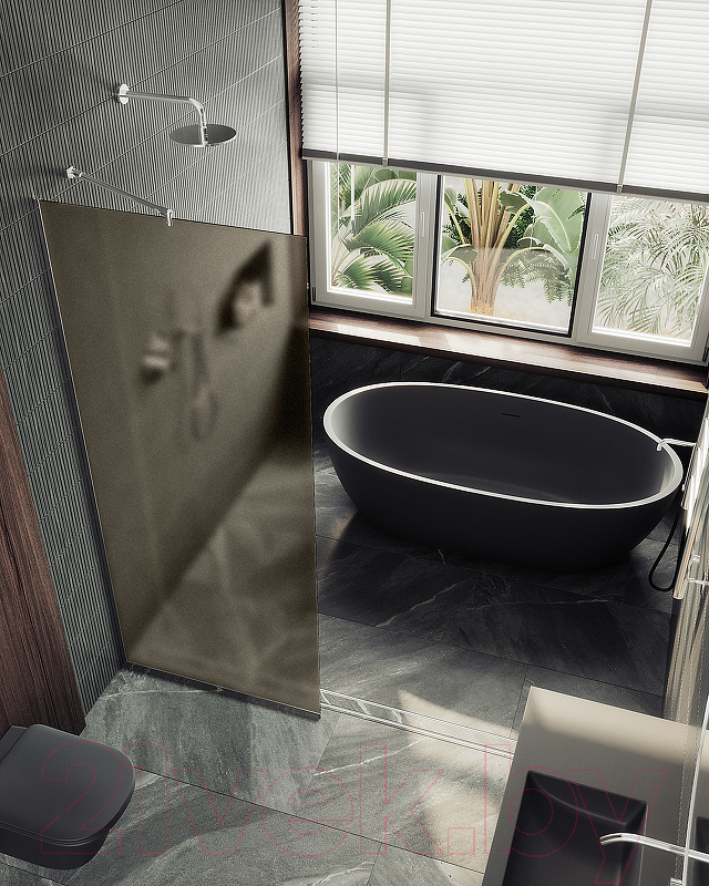 Душевая стенка MaybahGlass 119x195 / MGD-685-5у (бронзовое матовое стекло/хром матовый) — фото 2