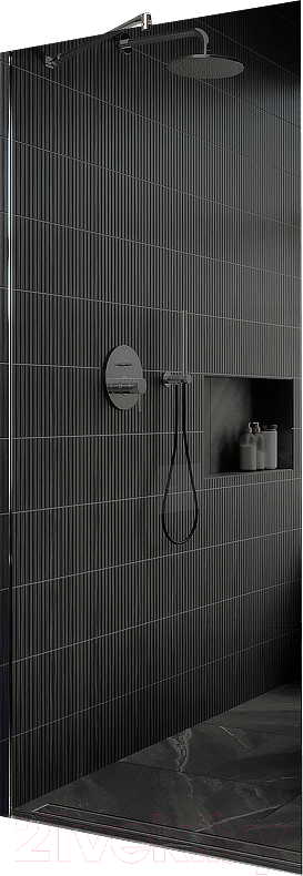 Душевая стенка MaybahGlass 119x195 / MGD-686-5ш (графитовое стекло/хром матовый) — фото 1