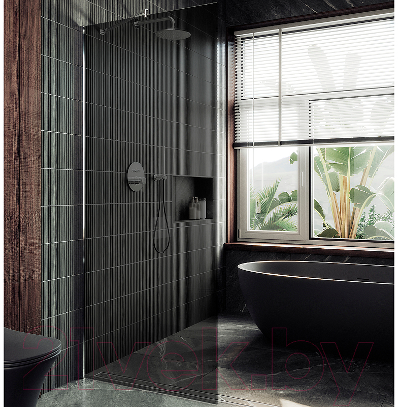 Душевая стенка MaybahGlass 119x195 / MGD-686-5ш (графитовое стекло/хром матовый) — фото 2