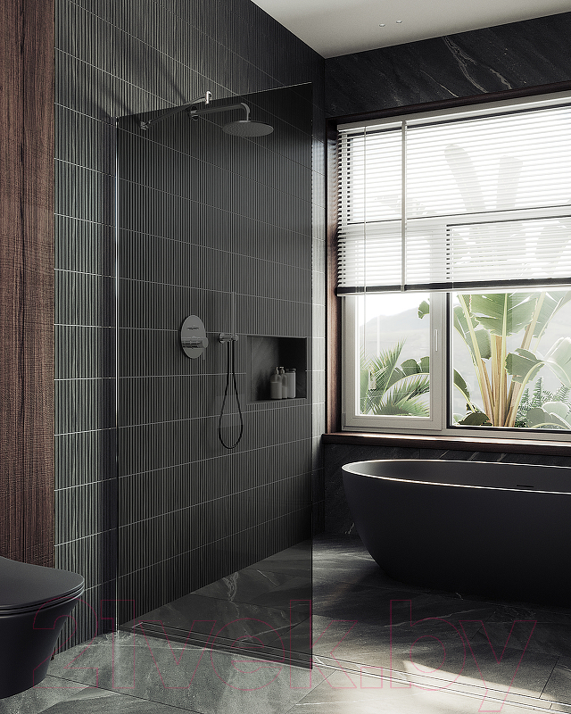 Душевая стенка MaybahGlass 119x195 / MGD-686-5ш (графитовое стекло/хром матовый) — фото 3