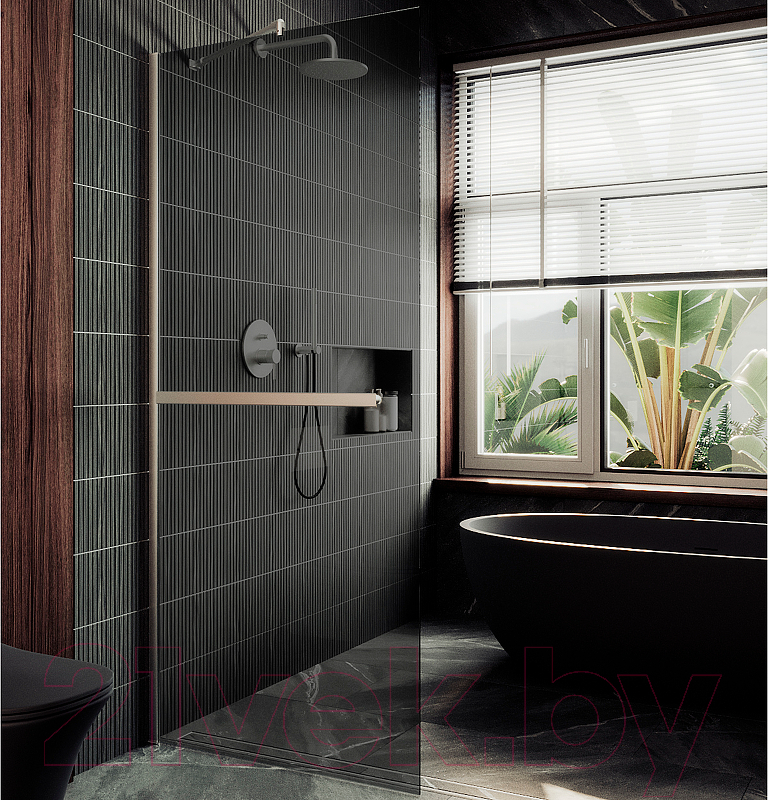 Душевая стенка MaybahGlass 119x195 / MGD-717-5ш (графитовое стекло/хром матовый) — фото 2