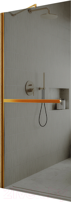 Душевая стенка MaybahGlass 119x195 / MGD-717-3ш (графитовое стекло/золотой) — фото 1