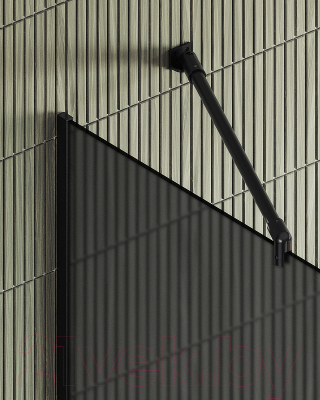 Душевая стенка MaybahGlass 119x195 / MGD-687-6у (графитовое матовое стекло/черный)