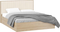 Двуспальная кровать ТриЯ Сэнди тип 2 универсальная 160x200 (вяз благородный/велюр бежевый) - 