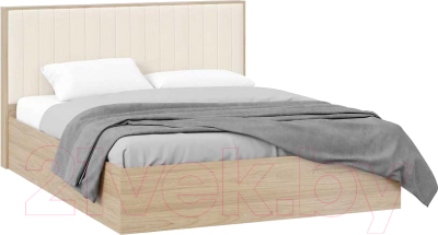 Двуспальная кровать ТриЯ Сэнди тип 2 универсальная 160x200 (вяз благородный/велюр бежевый)