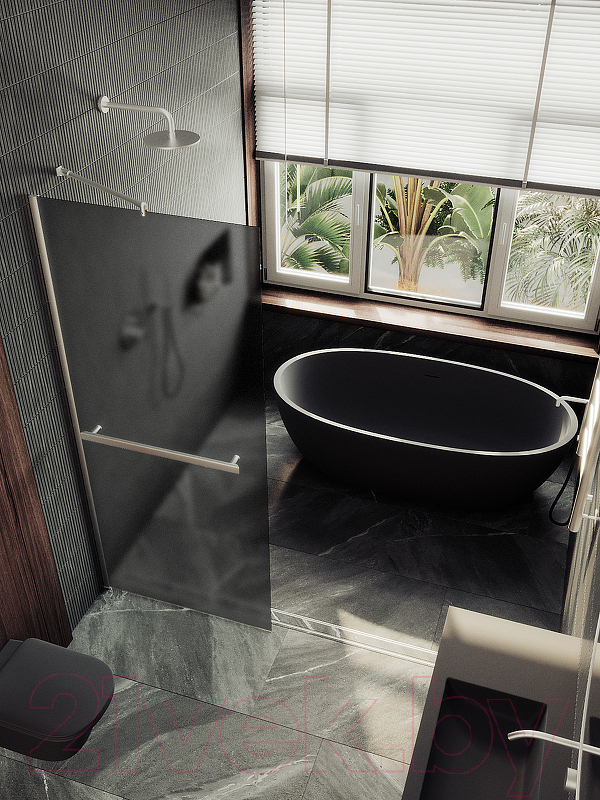 Душевая стенка MaybahGlass 119x195 / MGD-718-5ш (графитовое матовое стекло/хром матовый) — фото 6