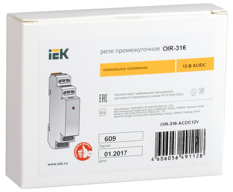 Реле промежуточное IEK OIR-316-ACDC12V — фото 2