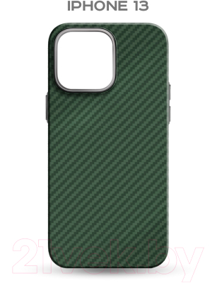 Чехол-накладка Luxo Карбоновые полосы J160 для iPhone 13 (зеленый)