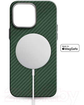 Чехол-накладка Luxo Карбоновые полосы J160 для iPhone 15 Pro (зеленый)