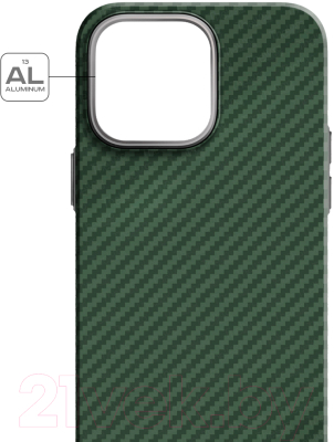 Чехол-накладка Luxo Карбоновые полосы J160 для iPhone 15 Pro (зеленый)