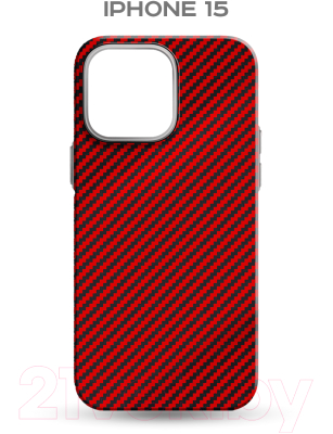Чехол-накладка Luxo Карбоновые полосы J163 для iPhone 15 (красный)