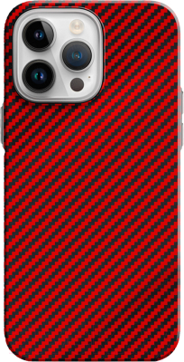 Чехол-накладка Luxo Карбоновые полосы J163 для iPhone 15 Pro (красный)