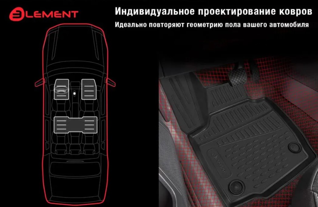 Комплект ковриков для авто ELEMENT ELEMENT3DAN0682210K для Geely Atlas Pro (FX11) 2023