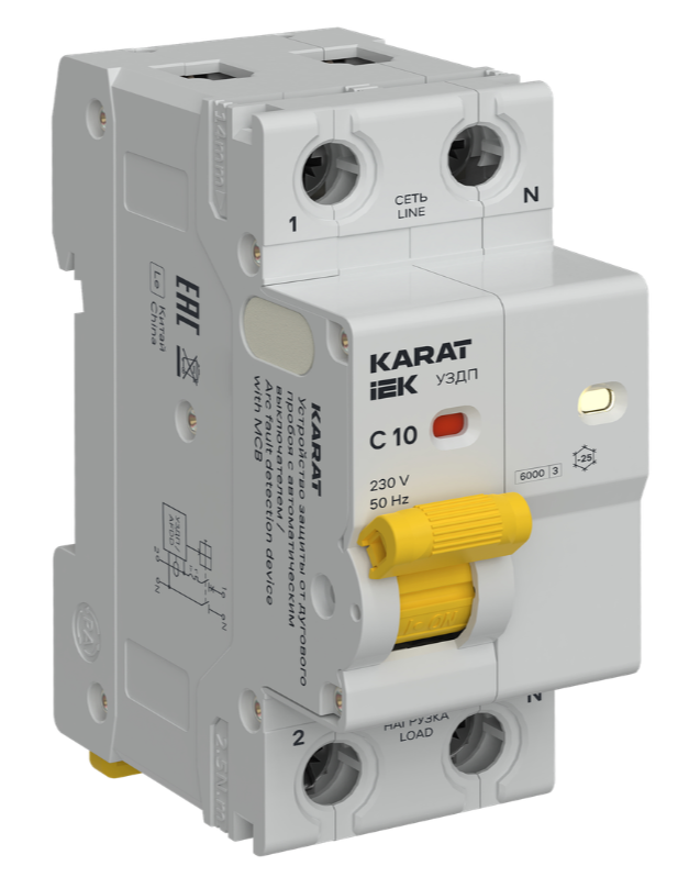 Устройство защиты от дугового пробоя IEK 1P+N C 10A / KA-DP11-1-010-C