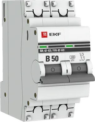 Выключатель автоматический EKF PROxima ВА 47-63 2P 50А (В) 4.5kA / mcb4763-2-50B-pro - 