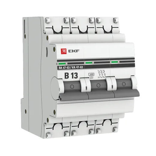 Выключатель автоматический EKF PROxima ВА 47-63 3P 13А (B) 4.5kA / mcb4763-3-13B-pro