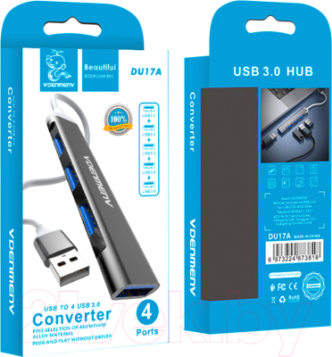 USB-хаб VDENMENV DU17A (черный)