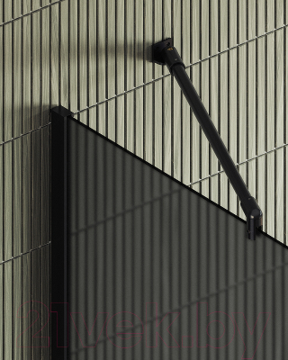 Душевая стенка MaybahGlass 79x195 / MGD-699-6ш (графитовое матовое стекло/черный)