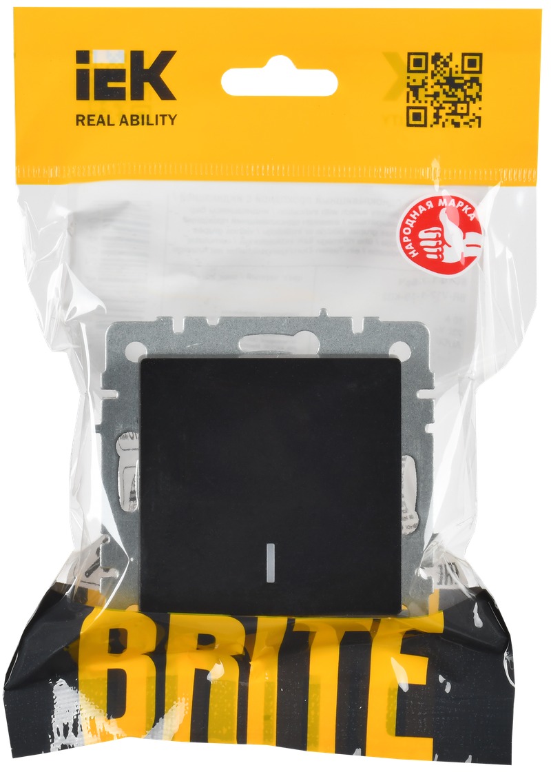 Выключатель IEK Brite BR-V12-1-10-K02 (черный) — фото 6