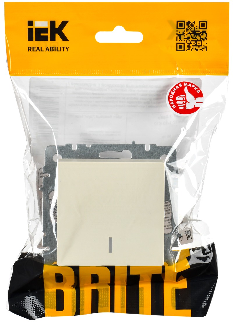 Выключатель IEK Brite BR-V12-1-10-K10 (бежевый) — фото 6