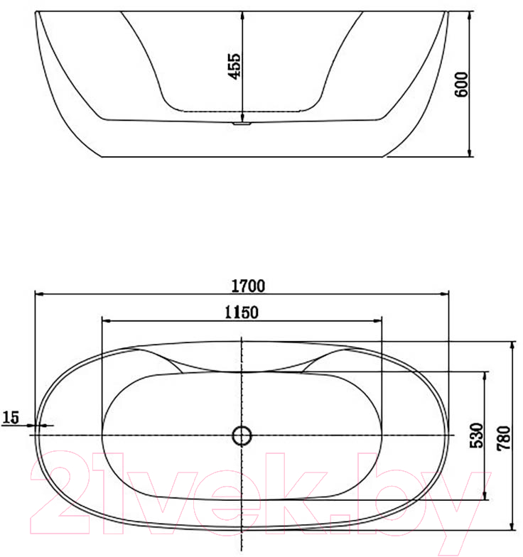 Ванна акриловая Aquatek Аполо 78x170 / AQ-1155778