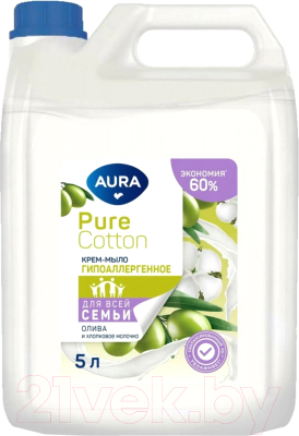 Мыло жидкое Aura Pure Cotton Олива и хлопковое молочко (5л)