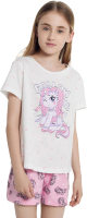 Пижама детская Mark Formelle 567727 (р.104-56, звездочки на белом/единороги на розовом) - 