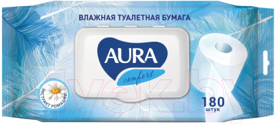 Влажная туалетная бумага Aura Ultra Comfort для всей семьи (180шт)