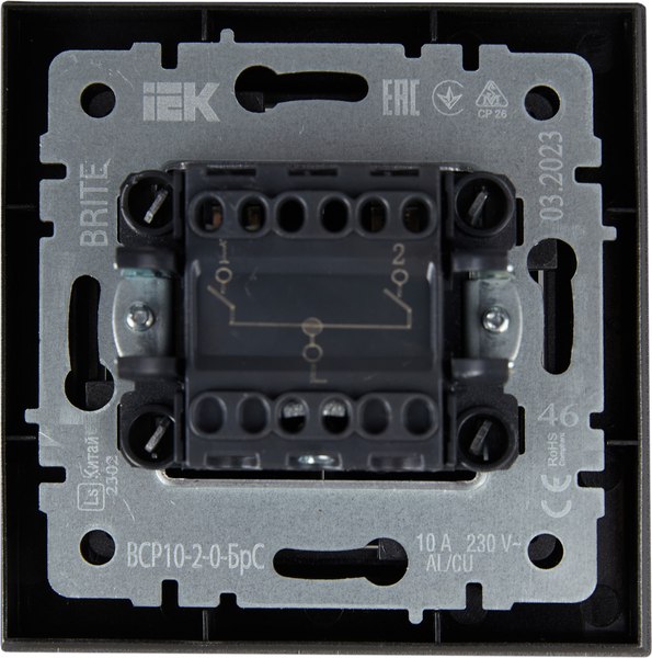 Выключатель IEK Brite BR-V20-0-10-K46-F (сталь)