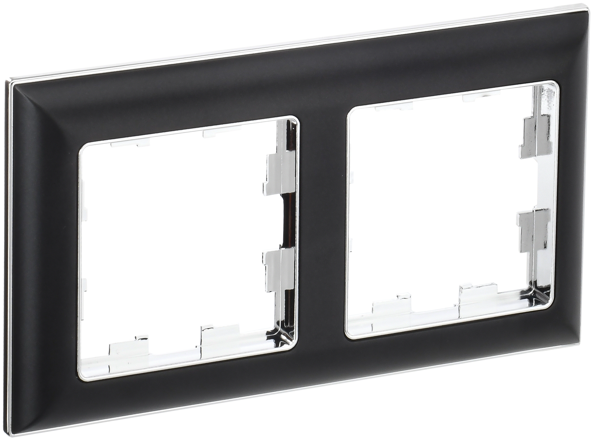 Рамка для выключателей и розеток IEK Brite BR-M22-12-2-K23 (хром/черный)