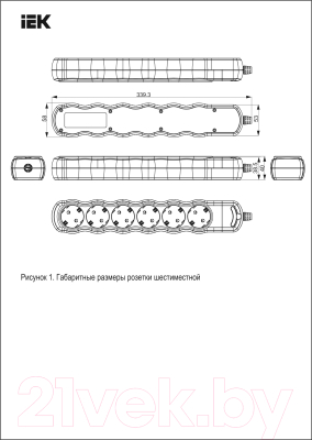 Колодка удлинителя IEK WYP10-D-KP-16-06-ZS-K01