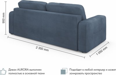 Диван Mio Tesoro Aurora (Velutto 48 синий denim)