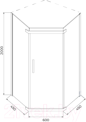 Душевой уголок IVA 90x90x200 / E2PS90C (прозрачное стекло)