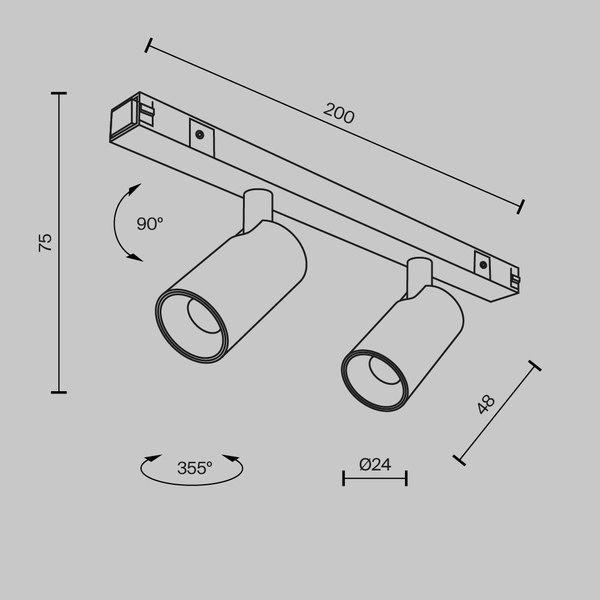 Трековый светильник Maytoni TR176-1-2X3WTW-M-B