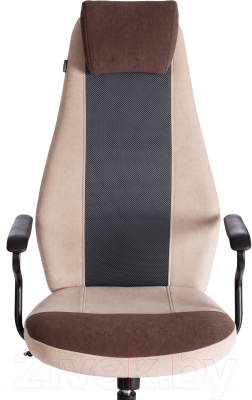 Кресло офисное Tetchair Aviator флок/ткань (коричневый/бежевый/серый)