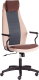 Кресло офисное Tetchair Aviator флок/ткань (коричневый/бежевый/серый) - 