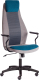 Кресло офисное Tetchair Aviator флок/ткань (синий/серый/серый) - 