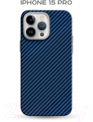 Чехол-накладка Luxo Карбоновые полосы J164 для iPhone 15 Pro (синий)