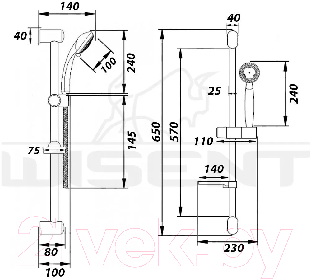 Душевой гарнитур Wisent WP8026