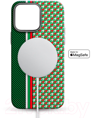 Чехол-накладка Luxo Престижные ромбы J249 для iPhone 15 Pro Max (зеленый/салатовый)