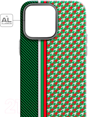 Чехол-накладка Luxo Престижные ромбы J249 для iPhone 13 (зеленый/салатовый)