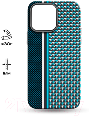 Чехол-накладка Luxo Престижные ромбы J250 для iPhone 15 (синий/голубой)